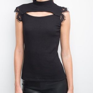 Generation Love Sexy Black  Lace cut out top Tank M